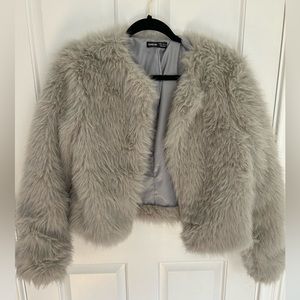 Grey faux fur SHEIN cropped jacket medium